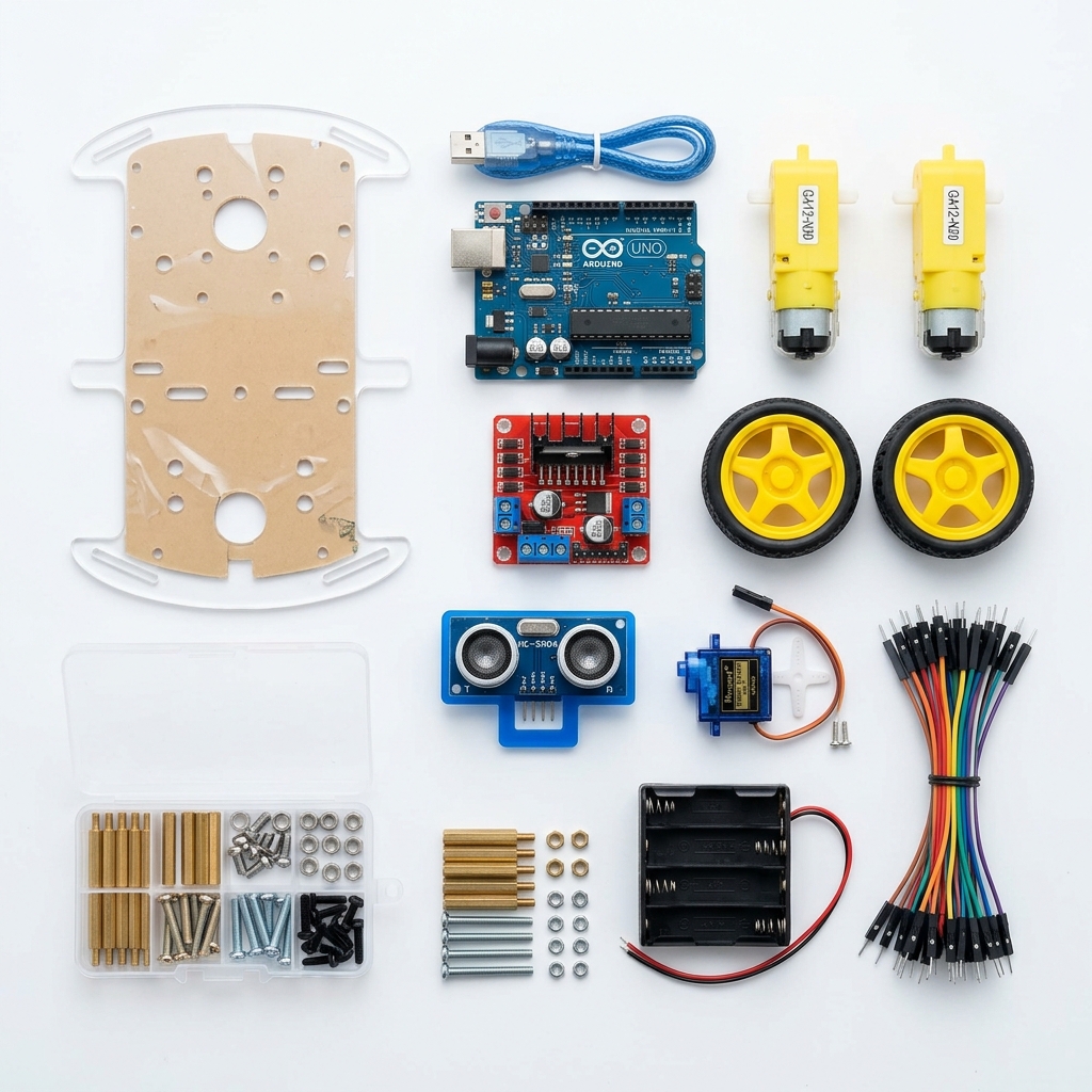 Trọn bộ linh kiện KIT xe robot tránh vật cản